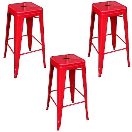 Amerihome Loft Red 30" Metal Bar Stool, PK3 BS030R3PK